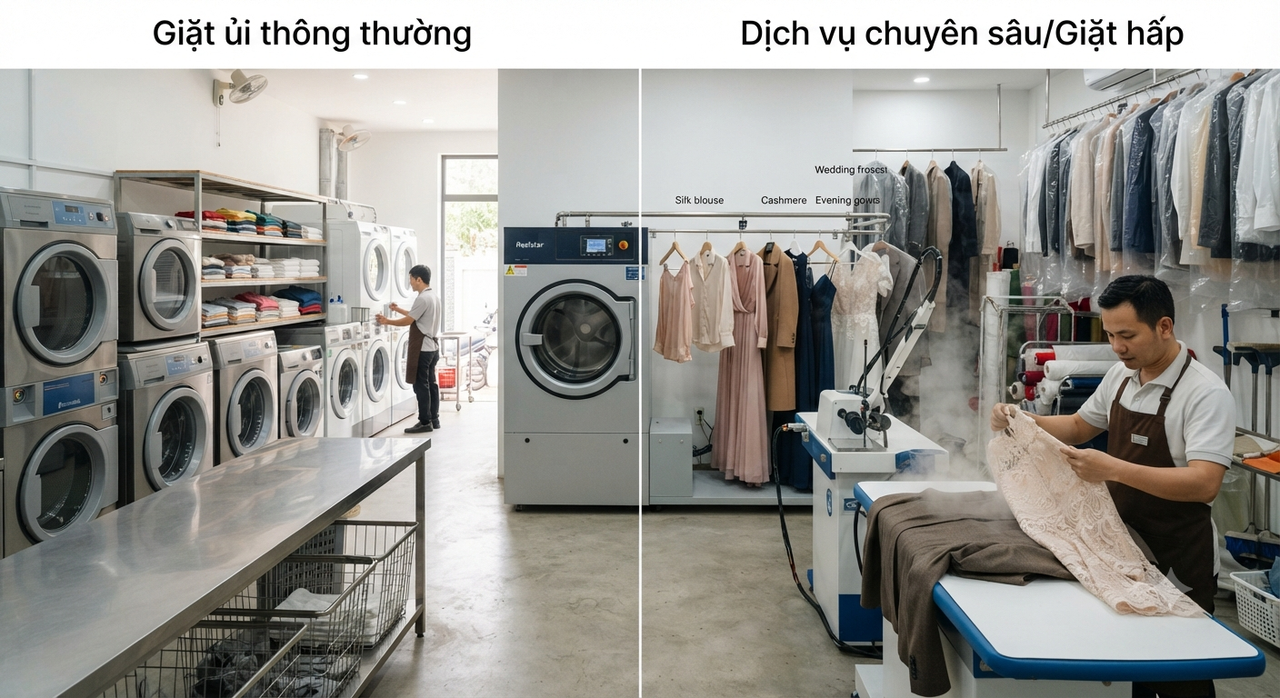 Sự khác biệt cốt lõi giữa giặt ủi thông thường và các dịch vụ chuyên sâu